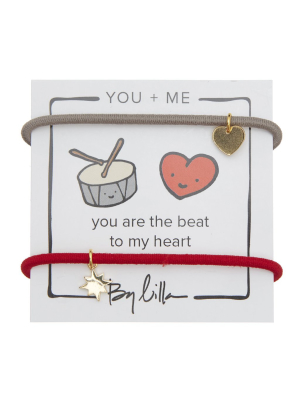 By Lilla You + Me "you Are The Beat To My Heart" Hair Tie Bracelet