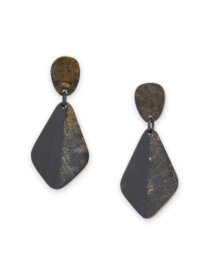 Dark Resin Drop Pierced Earrings