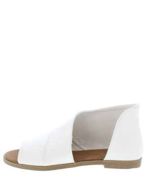 Hippie05m White Side Cut Wrap Open Toe Flat Sandal