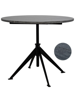 Matilo Adjustable Table, Black Metal Metal Base With Marble Top