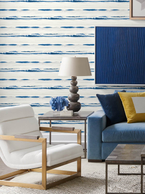 Horizon Stripe Peel-and-stick Wallpaper In Blue Oasis From The Luxe Haven Collection By Lillian August