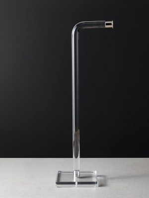 Acrylic And Polished Nickel Free Standing Toilet Paper Holder