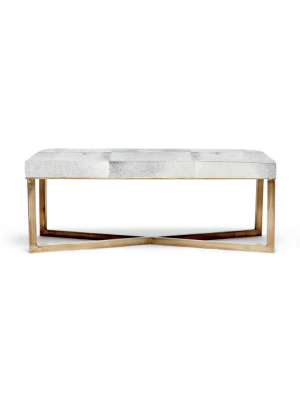 Roger Double Bench Gray Hide With Antique Brass Base