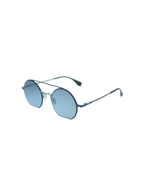 Fendi Eyeline Ff 0291 Pjp 3j Unisex Round Sunglasses Blue 48mm