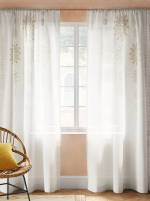 Amber Medallion Sheer Curtain Panel Off White - Opalhouse™