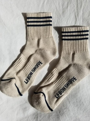 Short Striped Socks In Oatmeal