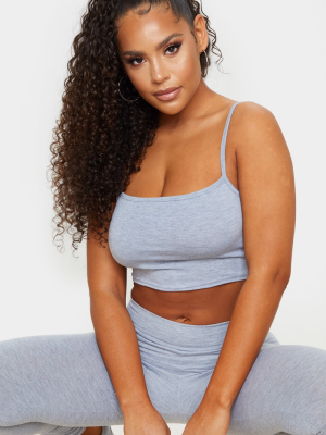 Grey Strappy Jersey Crop Top