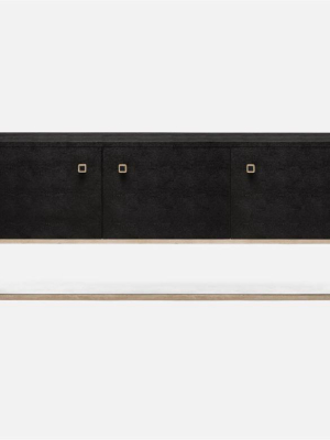 Dallon 3 Door Buffet Black Shagreen And Silver Steel