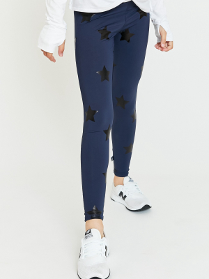 Girls Navy Black Star Foil Legging