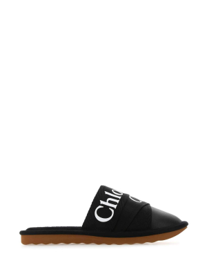 Chloé Logo Print Mule Slippers