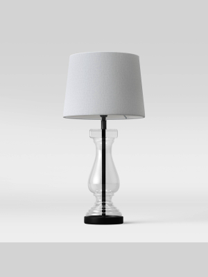 Glass Column Table Lamp Linen Shade - Threshold™