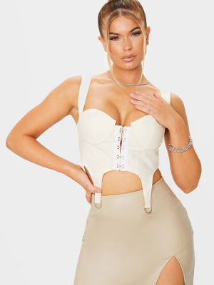 Cream Woven Stirrup Hem Cropped Corset