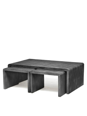 Harlow Nesting Coffee Tables Cool Gray Faux Shagreen