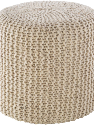 Prado Knitted Pouf In Ivory