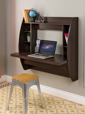 Floating Desk With Storage Espresso - Prepac