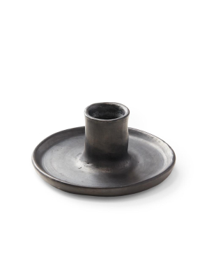 Black Clay Candle Dish
