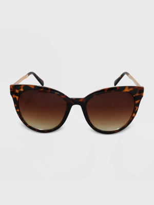 Women's Animal Print Cateye Plastic Metal Combo Sunglasses - A New Day™ Brown