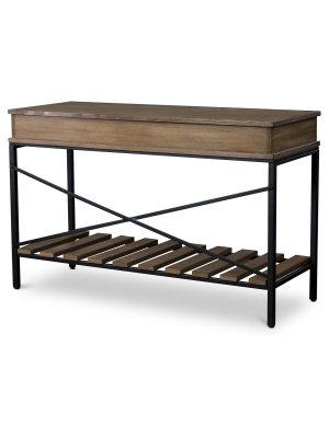 Newcastle Wood And Metal Console Table Criss-cross - Baxton Studio