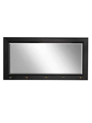 36" X 18" Pub Mirror With Metal Hooks Black - Designovation