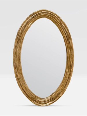 Hetty Oval Mirror Antiqued Gold Resin