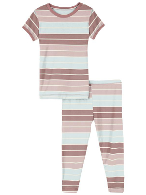 Kickee Pants Print Short Sleeve Pajama Set - Active Stripe