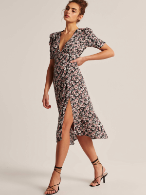 Cinched Sleeve Midi Dress