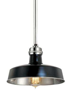 Hudson Falls 1 Light Pendant Black/polished Nickel