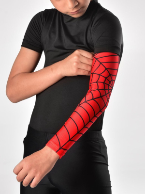 Red Web Pattern Kids Arm Sleeve