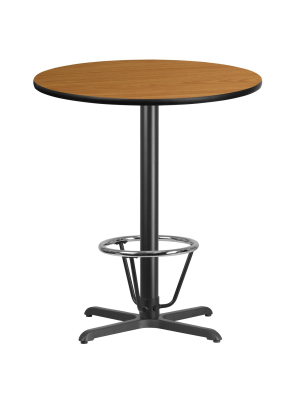 Flash Furniture 36'' Round Laminate Table Top With 30'' X 30'' Bar Height Table Base And Foot Ring