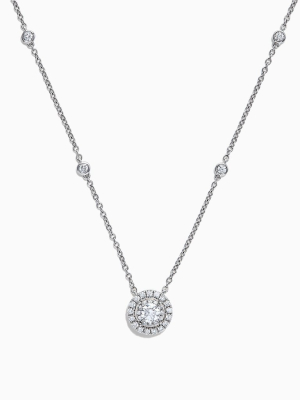 Effy Pave Classica 14k White Gold Diamond Halo Necklace, 0.54 Tcw