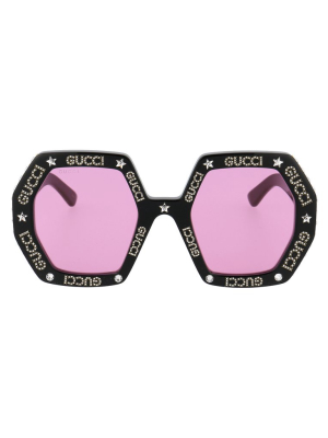 Gucci Eyewear Embellished Heptagon Frame Sunglasses