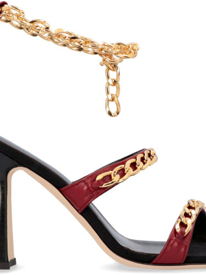 By Far Chain Strap Sculpted Heel Sandals