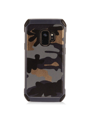 Insten Camouflage Dual Layer [shock Absorbing] Hybrid Hard Plastic/soft Tpu Rubber Case Cover For Samsung Galaxy S9, Gray By Eagle