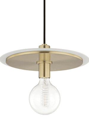 Milo 1 Light Large Pendant - Aged Brass/white