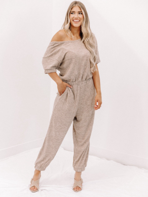 Mocha Knit Oversized Jogger Jumpsuit