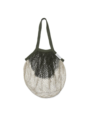 Mesh Tote . Organic Cotton Nuka Bag - Hunter Green / Sandy