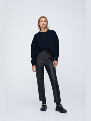 Faux Leather Mom Fit Pants