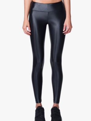 Lustrous Mid Rise Leggings - Black