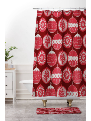 Gabriela Fuente Noel Shower Curtain Red - Deny Designs