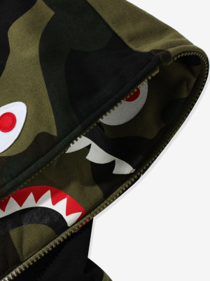 Bape Giant 1st Camo Shark Loose Fit Full Zip - Green