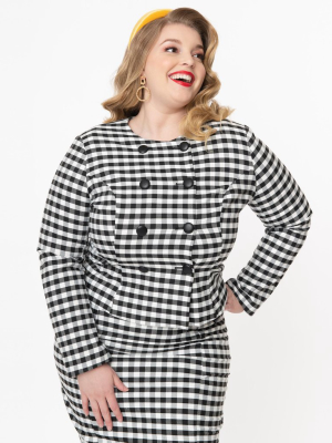 Collectif Plus Size Black & White Gingham Lorinna Jacket