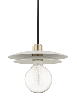 Milla 1 Light Large Pendant - Aged Brass/white