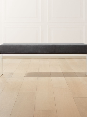 Acrylic Dark Grey Velvet Bench