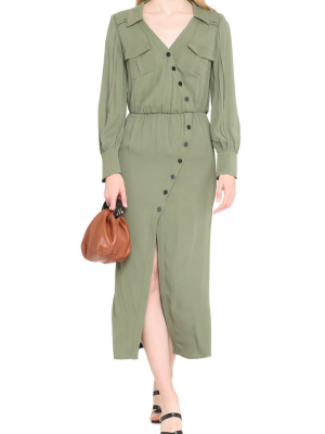 Self-portrait Side Buttoned Shirt Dress