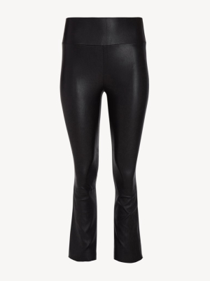 Black Leather Crop Flare Legging