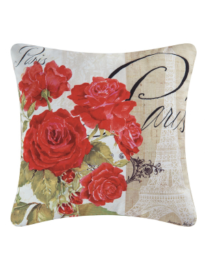 C&f Home 18" X 18" Paris Rose Indoor/outdoor Decorative Throw Pillow