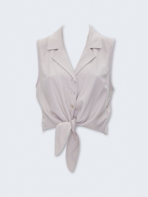 Self-tie Cropped Shirt