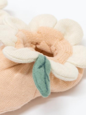 Peach Daisy Baby Booties