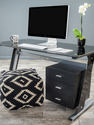 Glass Writing Desk With Drawers Black - Christopher Knight Home