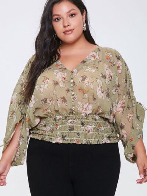 Plus Size Floral Print Top